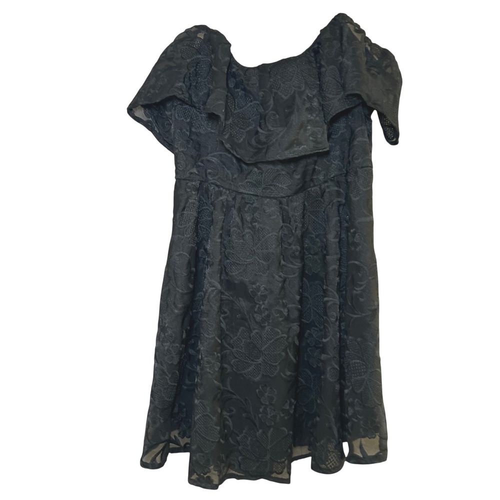 Arula black lace mini dress witchy vamp whimsigoth going out off the shoulder